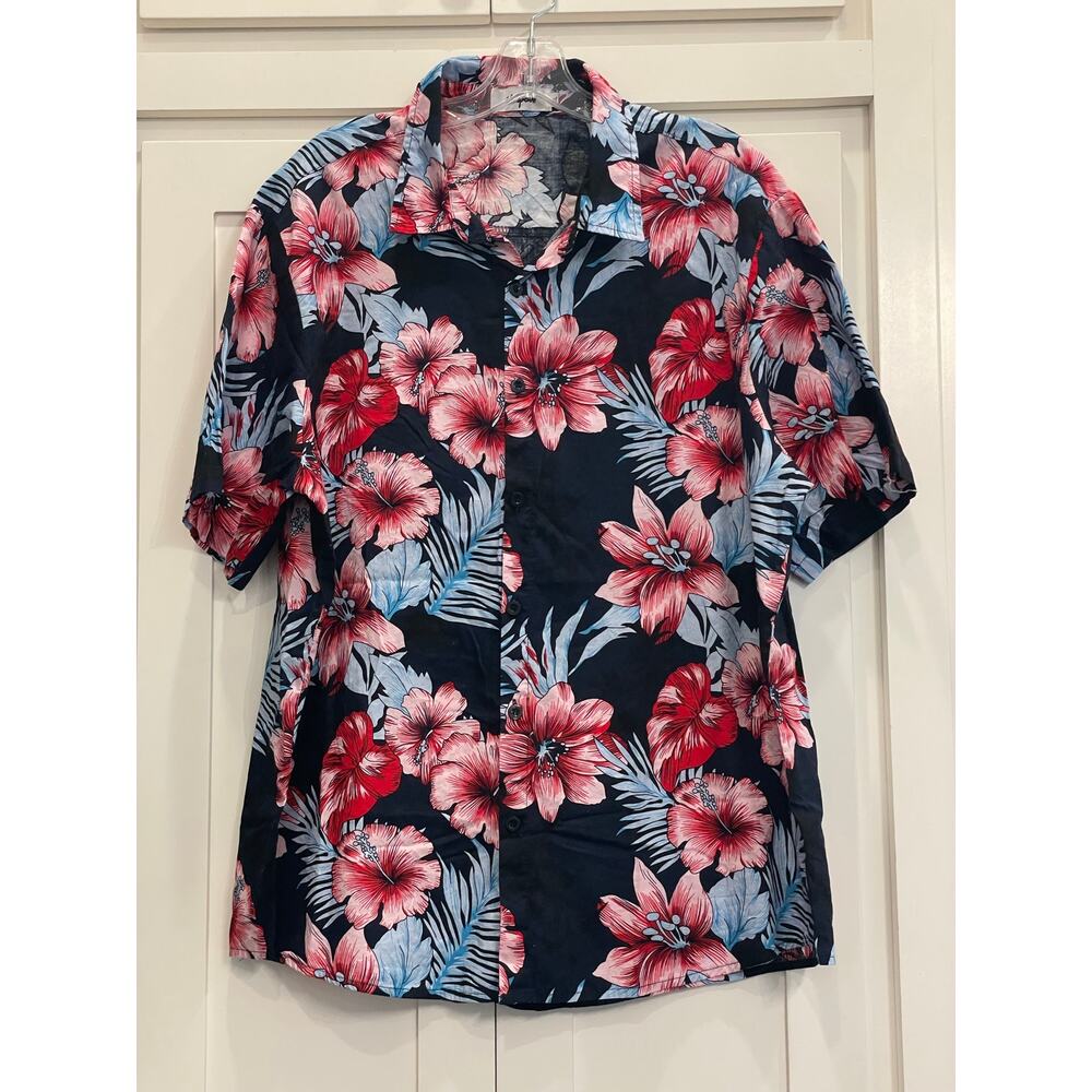 Vatpave 100% Cotton floral hawaiian button up XL